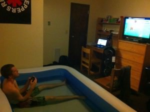 gaming dorm room hot tub